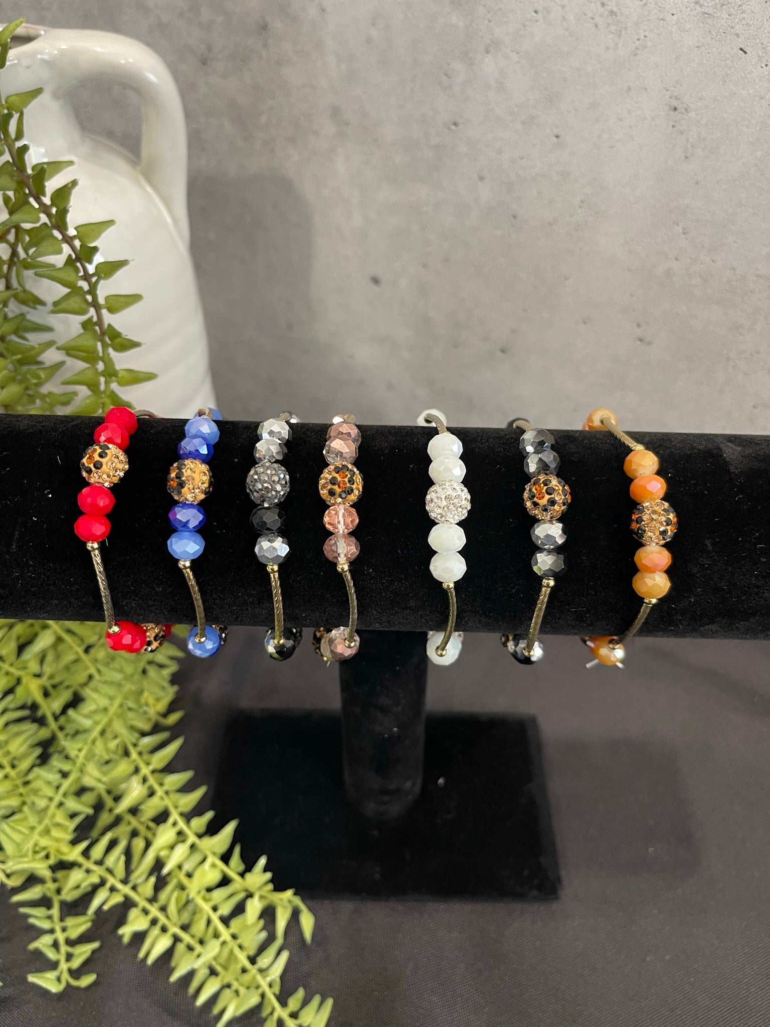 Multi Colored Bracelets With Leopard Print Center Bangle