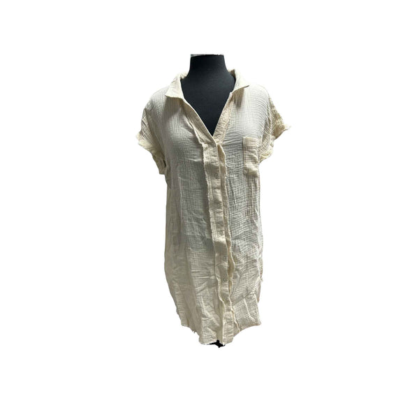 Short Sleeve Gauze Shirt Dress