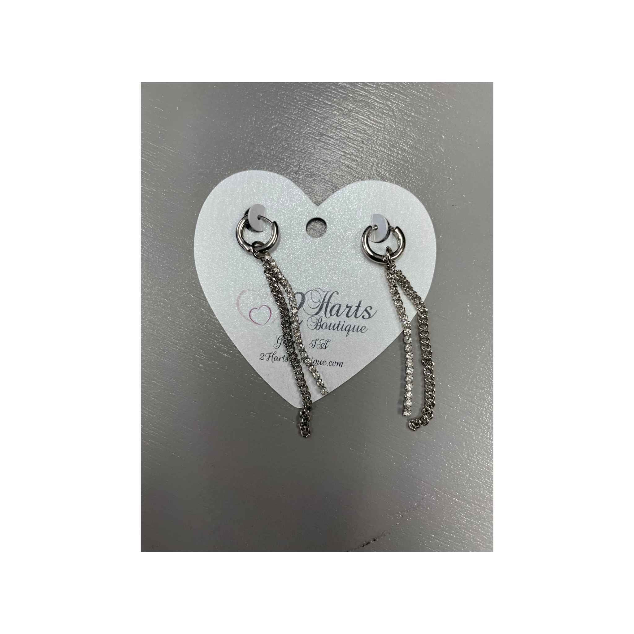 Silver Rhinestone Drop Earrings