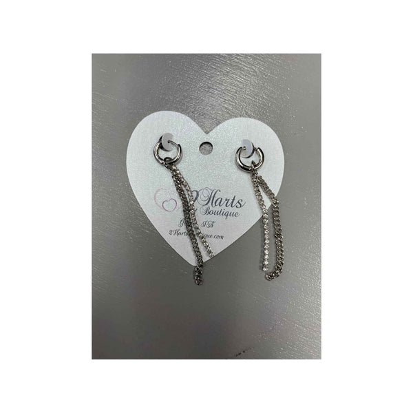 Silver Rhinestone Drop Earrings