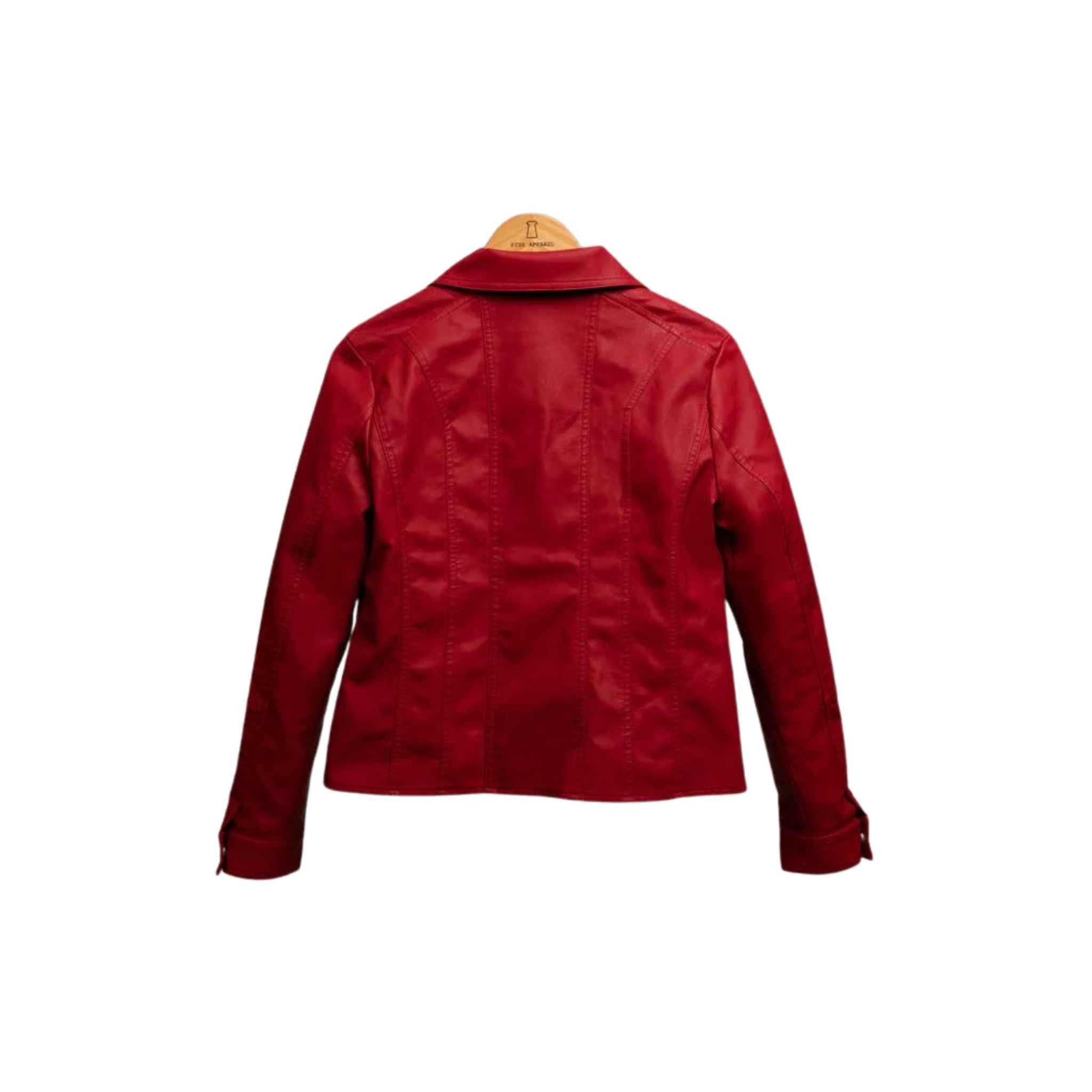 Vegan Leather Red Moto Jacket