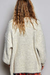 P Oversized Ribbed Cardigan/Almond