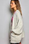 P Oversized Ribbed Cardigan/Almond