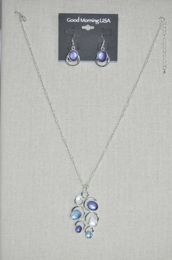 DC Blue & Purple Stone Necklace and Earring Set
