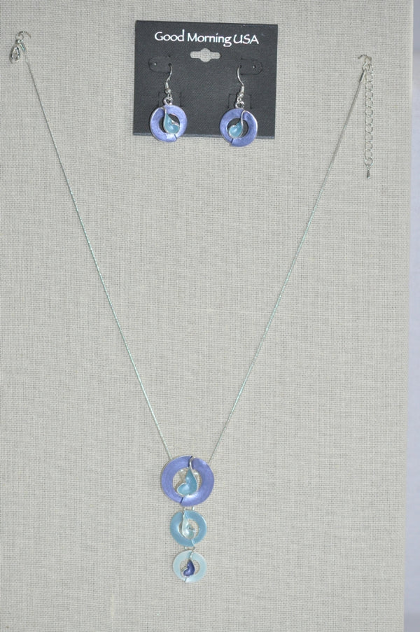 DC Blue & Lavender Circle Pendant Necklace Set