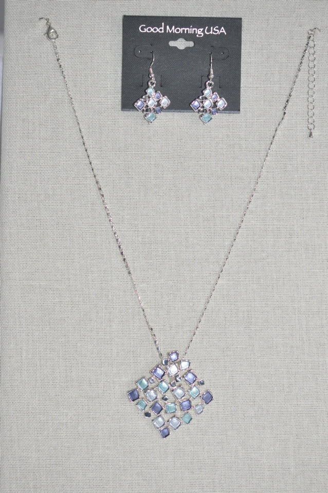 DC Pastel Mosaic Pendant Necklace & Earring Set