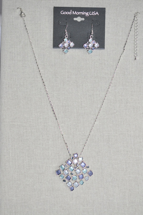 DC Pastel Mosaic Pendant Necklace & Earring Set