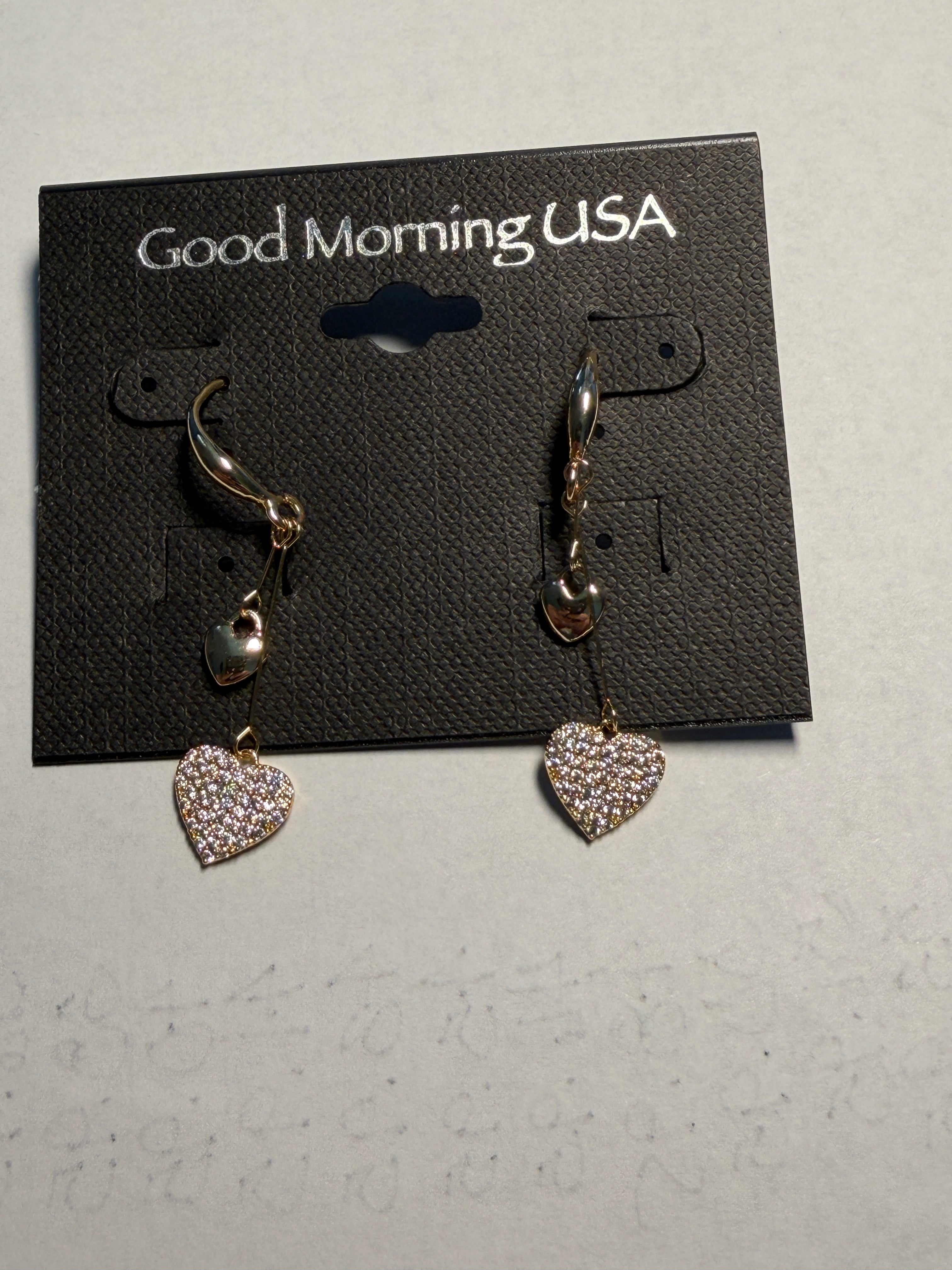 DC Gold Sparkle Heart Drop Earrings