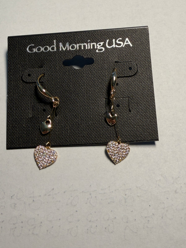DC Gold Sparkle Heart Drop Earrings