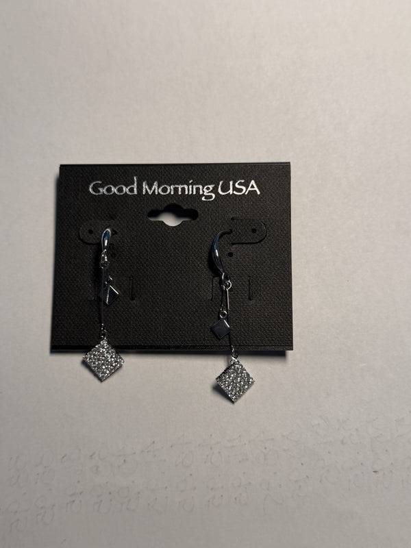 DC Silver Glow Square Drop Earrings