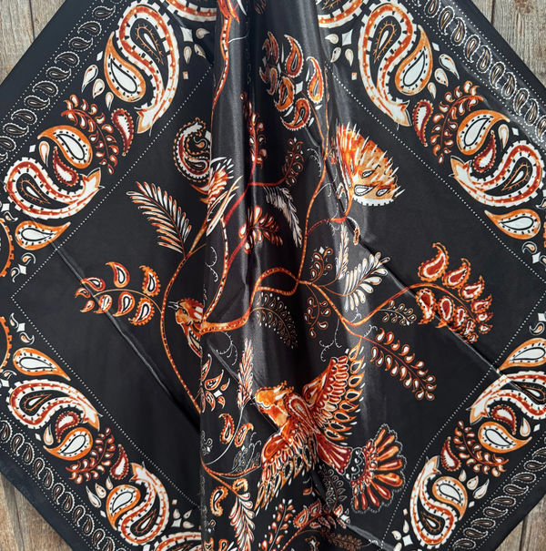 RD Black & Orange Floral Wild Rag