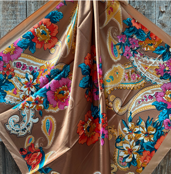 RD Tan Floral Wild Rag