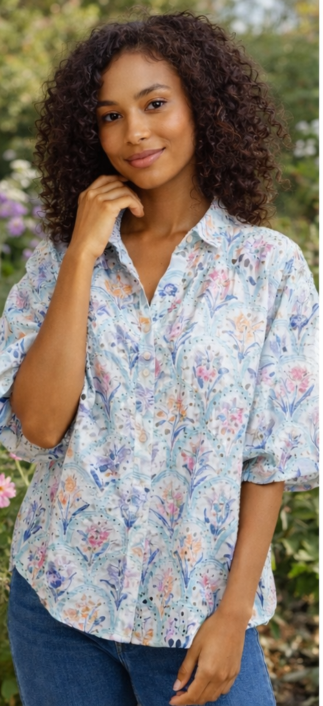 BB Floral Bubble Eyelet Top