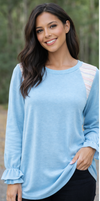 Layered Lace Shoulder Top in Azure