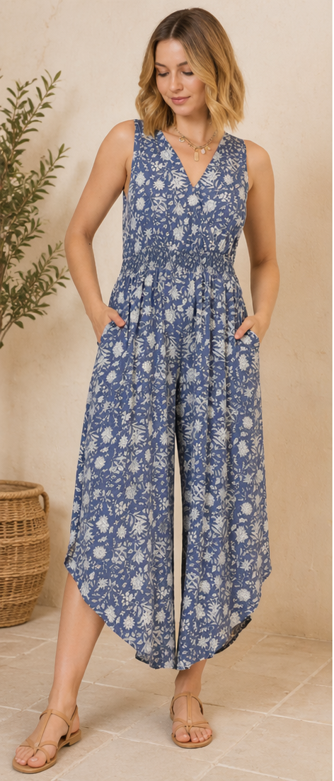 C Floral V-Neck Sleeveless Jumper