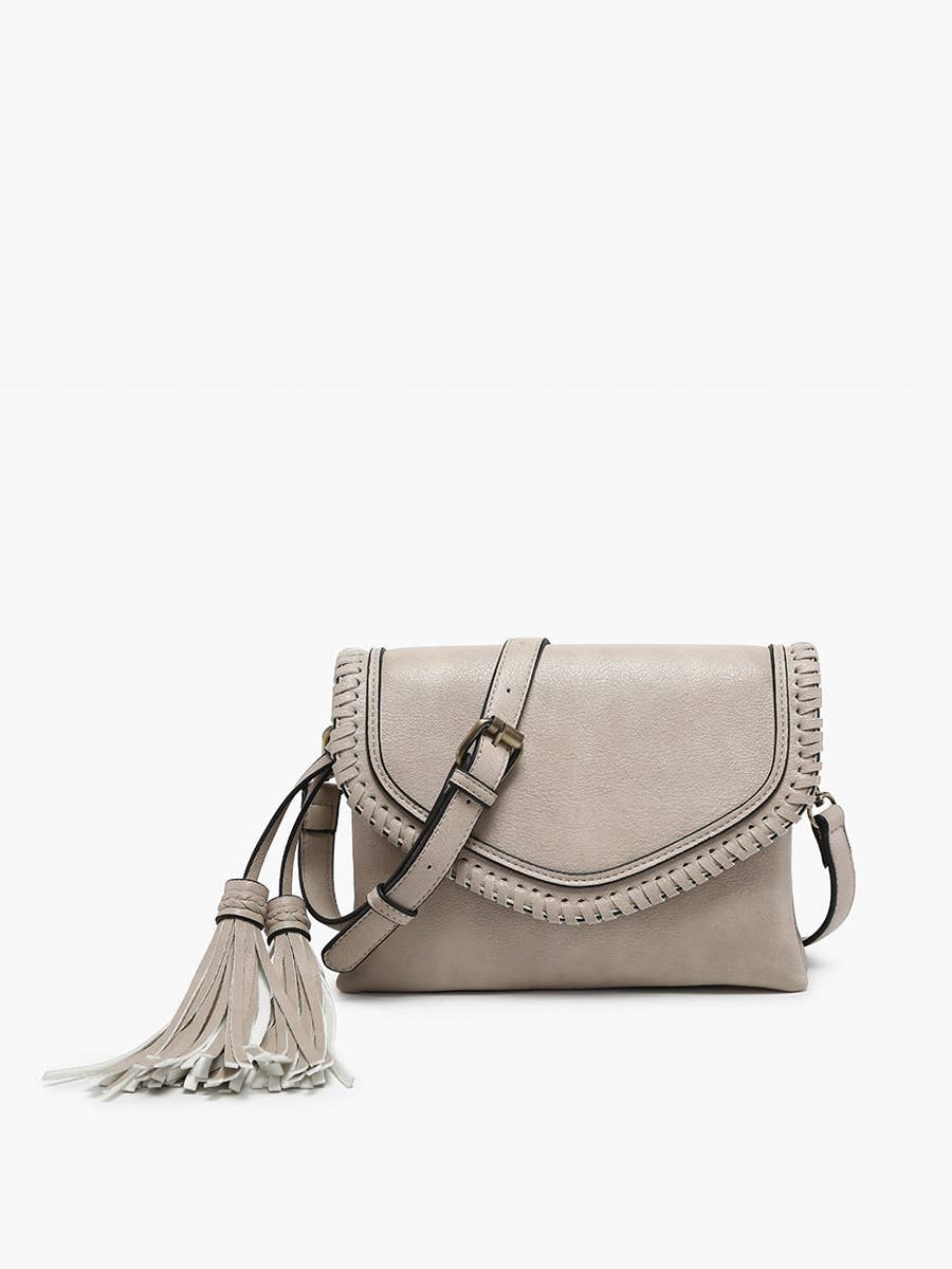 Sloane Crossbody w/ Whipstitch in Parchment