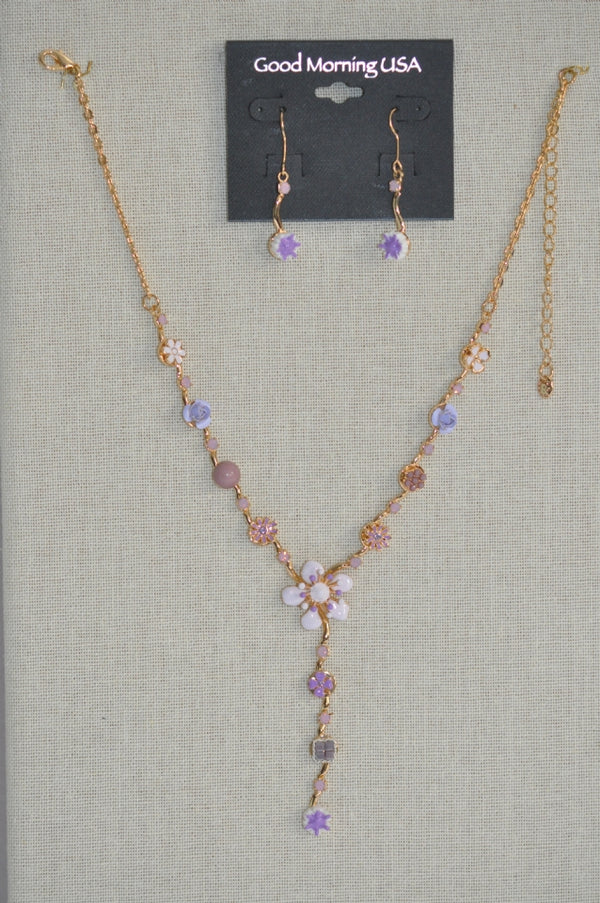 DC Pastel Floral Drop Necklace & Earring Set