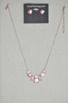 DC Pink &  Pearl Geometric Necklace &  Earring Set