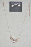 DC Brown Hammered Stone Necklace & Stud Earring Set