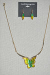 DC Butterfly Pendant Necklace & Earring Set