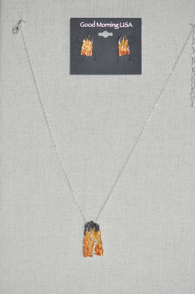 DC Amber Stone Necklace & Earring Set