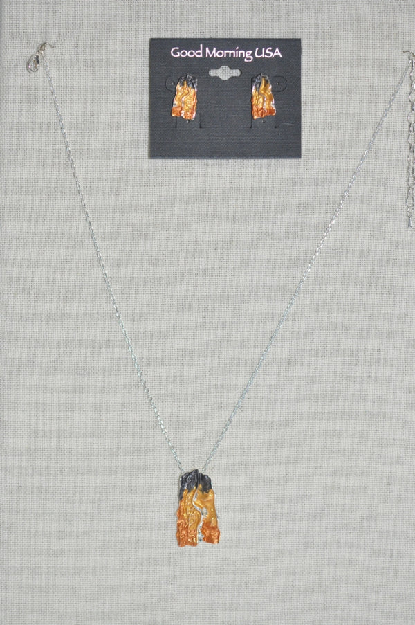DC Amber Stone Necklace & Earring Set