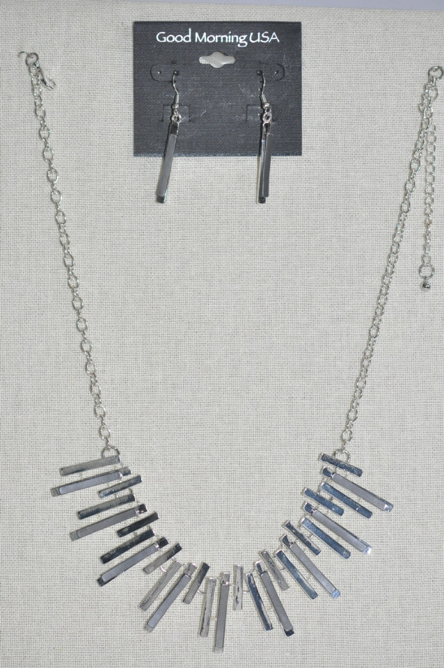 DC Silver Cascade Bar Necklace & Earring Set