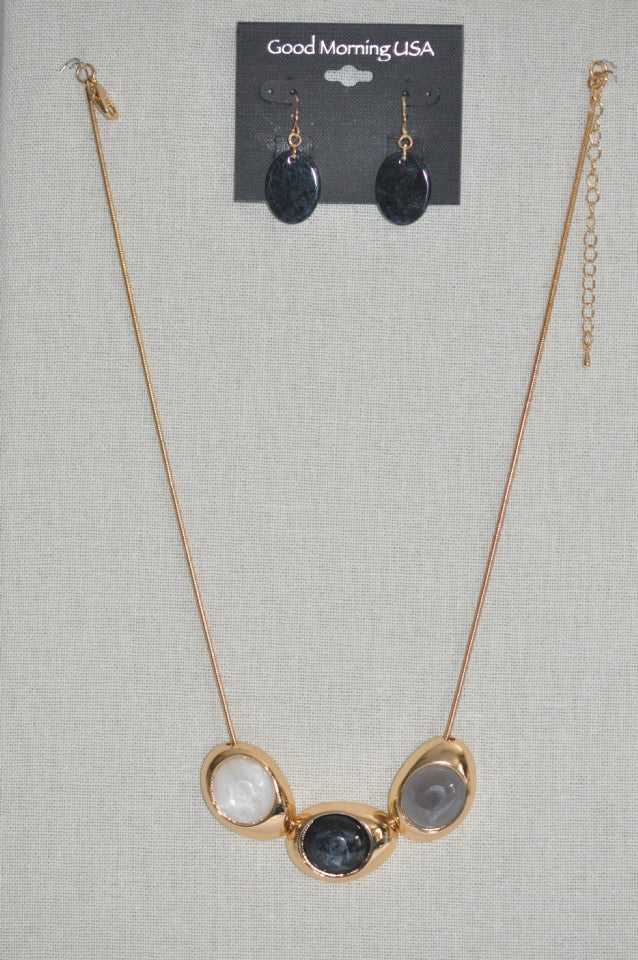 DC Midnight Pearl Trio Necklace &  Earring Set