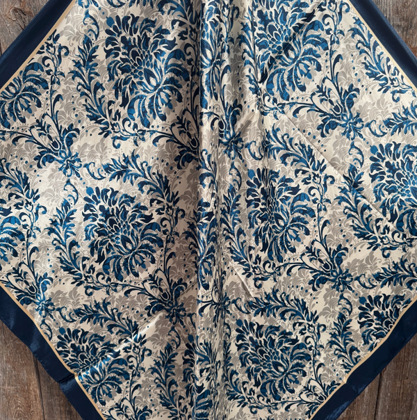 RD Cream & Blue Floral Wild Rag