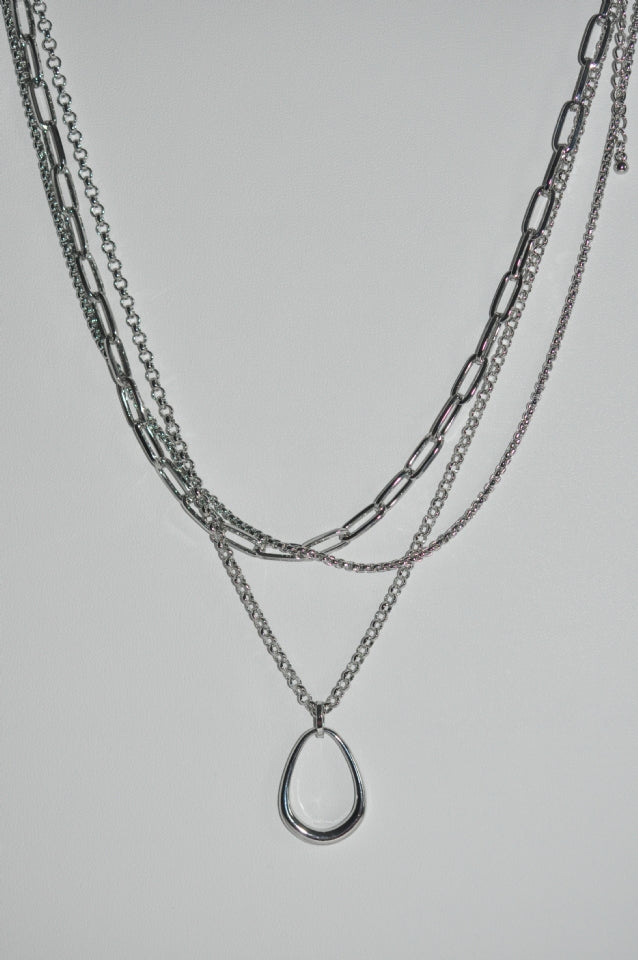 DC Silver Current Layered Necklace