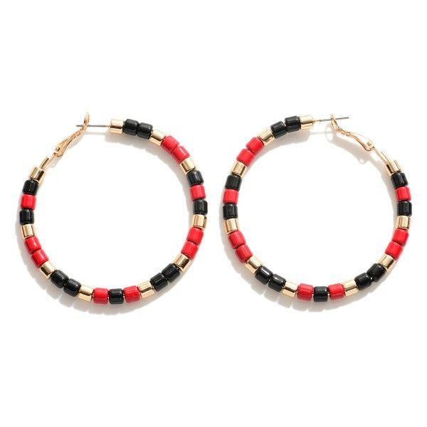 Beaded Game Day Hoops Red/Black