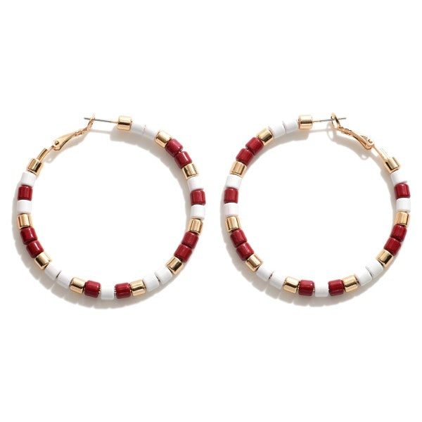 Beaded Game Day Hoops Red/White