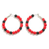 Beaded Hoop Earring Red/Black