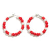 Beaded Hoop Earring Red/Black