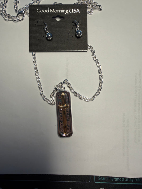 DC Faith &  Strength Cross Pendant Necklace &  Earring Set