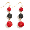 Rhinestone Bead Drop Earrings Red/Black