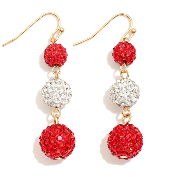 Rhinestone Bead Drop Earrings Red/Black