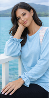 Layered Lace Shoulder Top in Azure