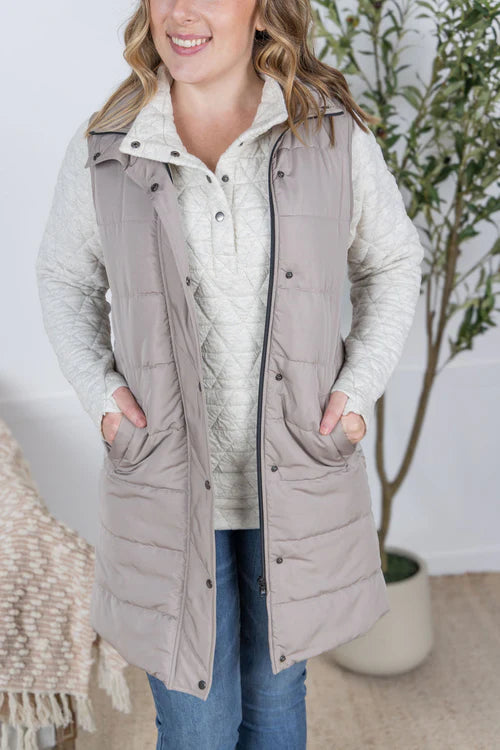 MM Harlow Long Vest in Latte