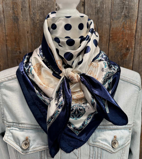 RD Navy & Cream Dotted Wild Rag