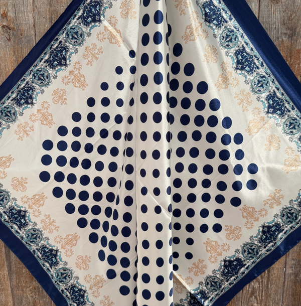 RD Navy & Cream Dotted Wild Rag