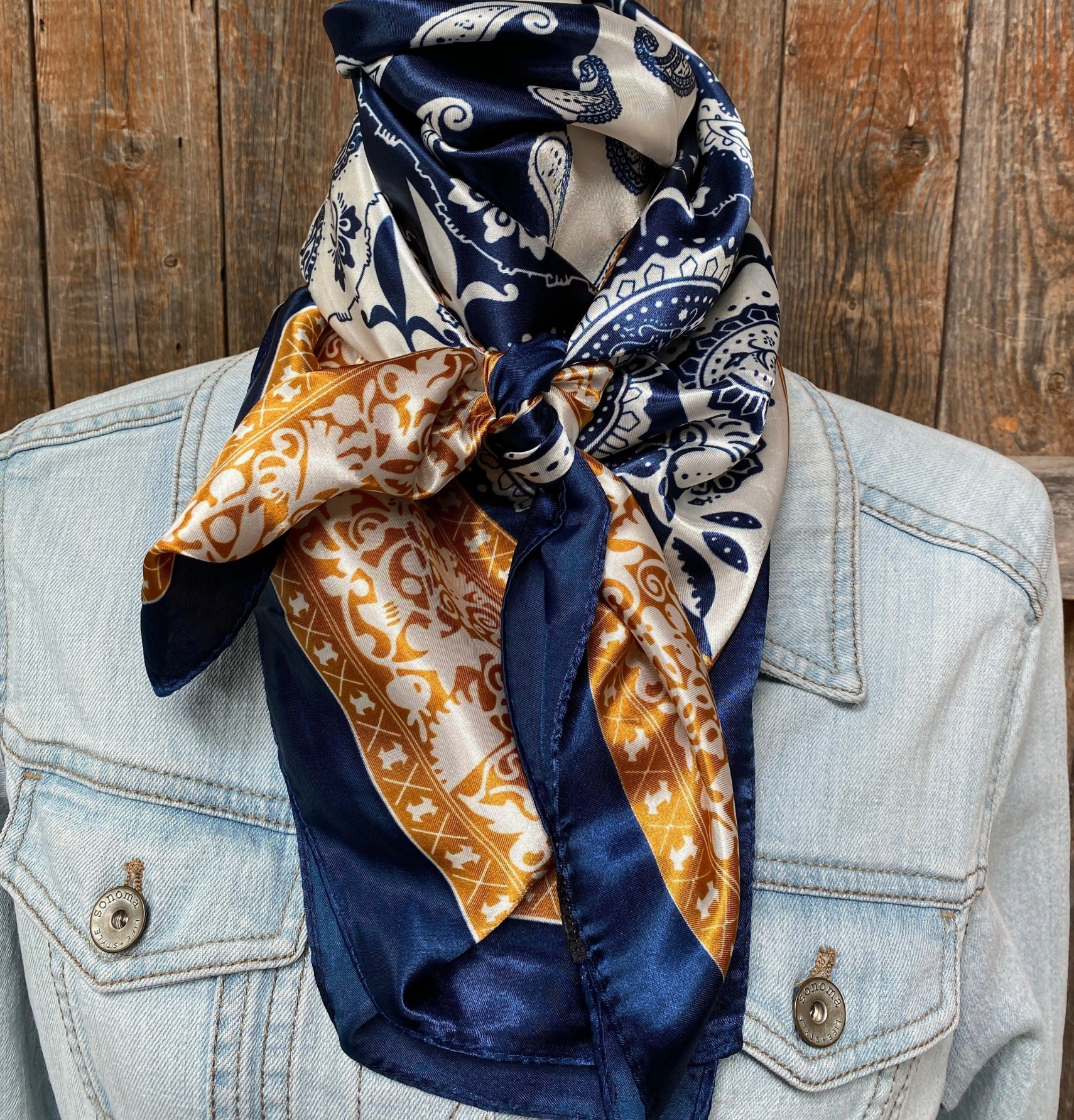 RD Blue 2-Toned Paisley Wild Rag