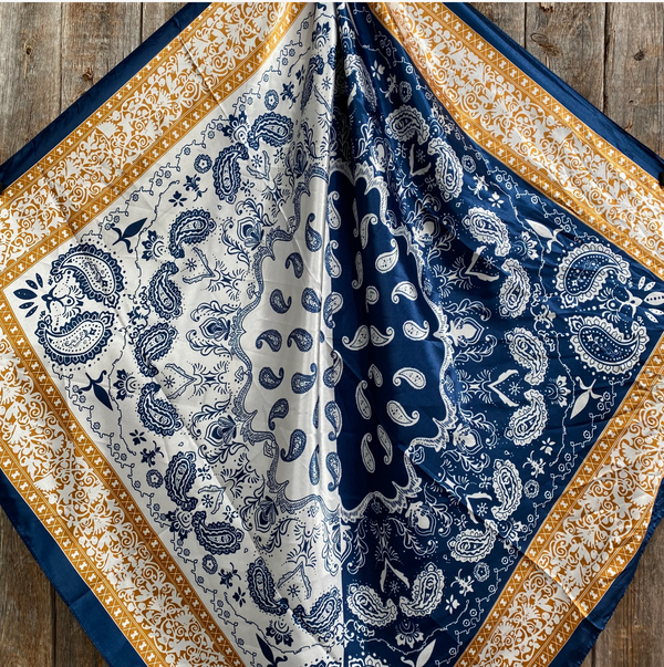 RD Blue 2-Toned Paisley Wild Rag