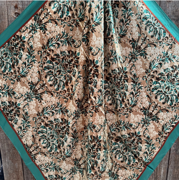 RD Emerald & Tan Floral Wild Rag