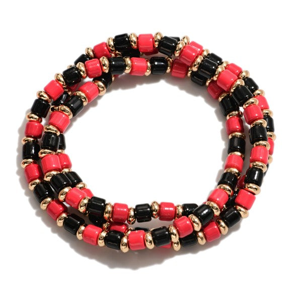 Red/Black Stretch Bracelet Stack