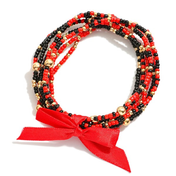 Beaded Stretch Bracelets Red/Black