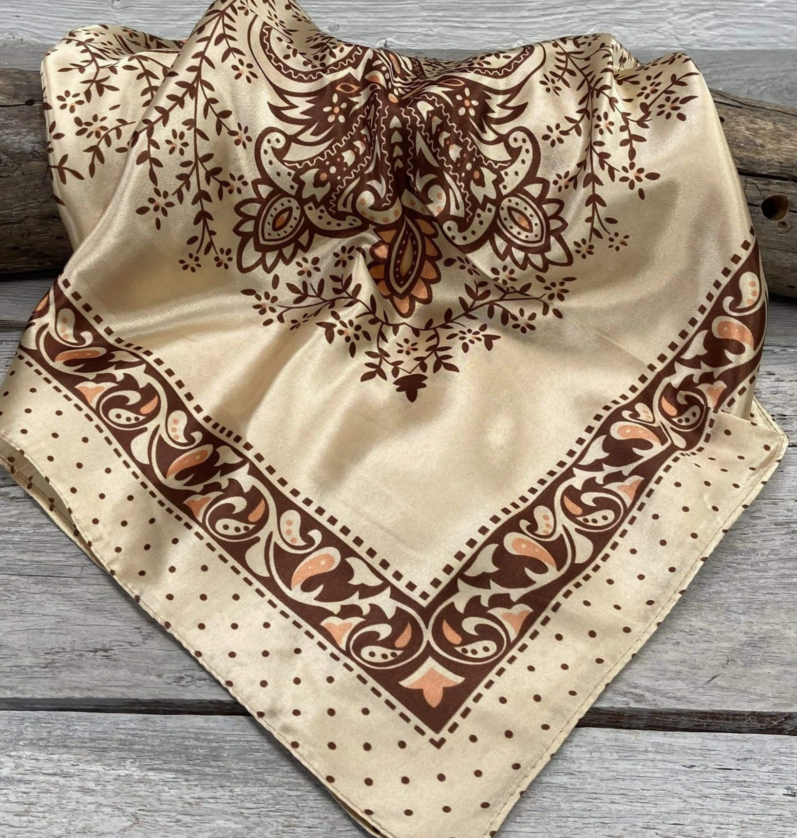 RD Tan/Brown Dotted Paisley Wild Rag