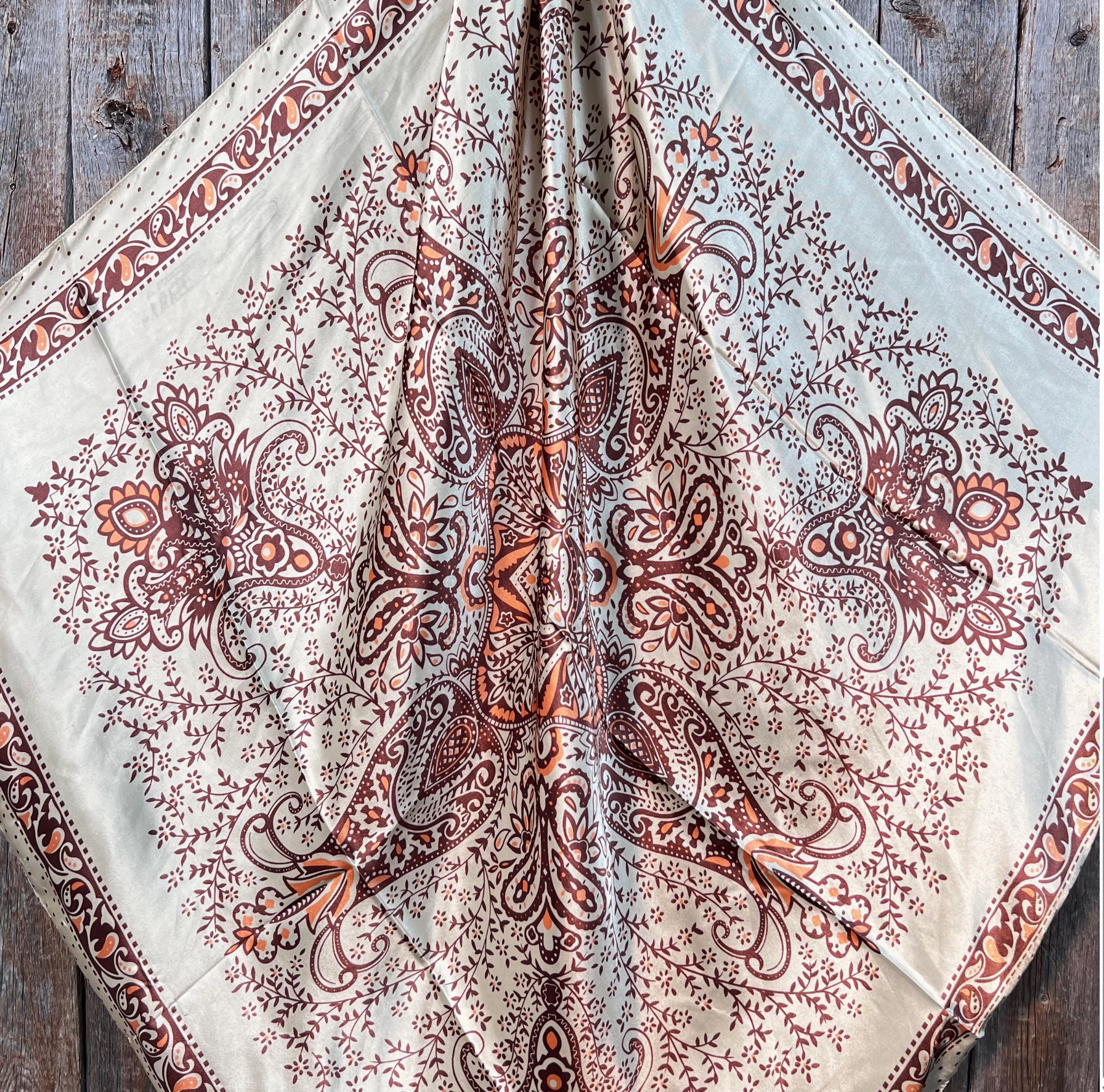 RD Tan/Brown Dotted Paisley Wild Rag