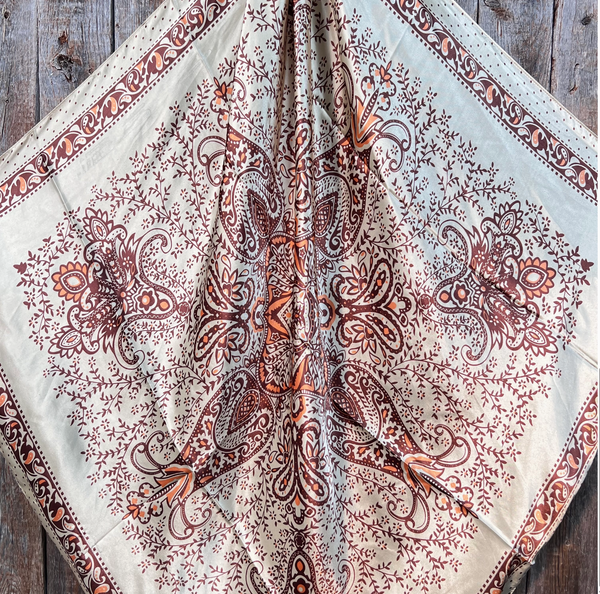 RD Tan/Brown Dotted Paisley Wild Rag