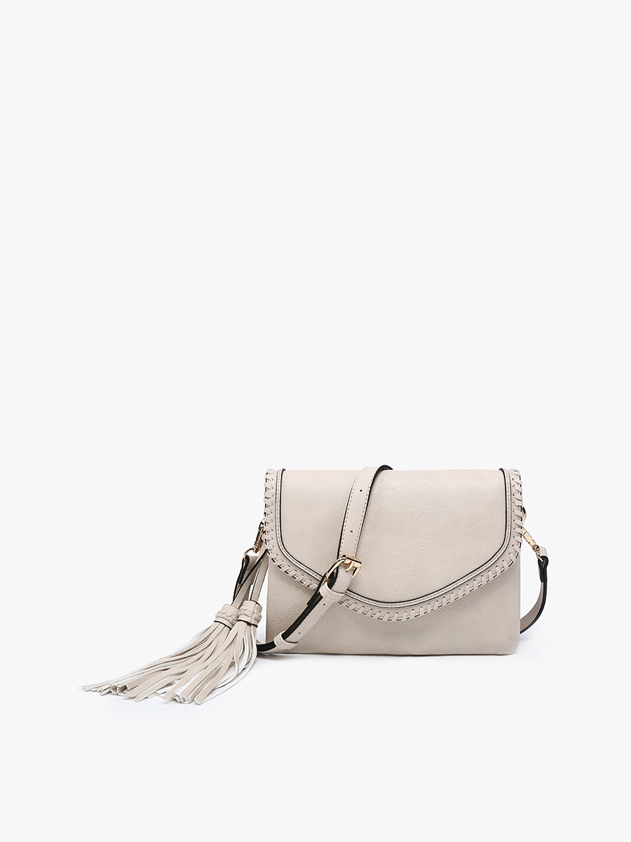 Sloane Crossbody w/ Whipstitch in Parchment